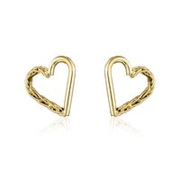 Simple Style Asymmetric Hollow Heart-shaped Metal Stud Earrings sku image 1
