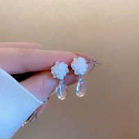 Fashion Transparent  Floral Ball Water Drop Shape Pearl Earrings main image 4