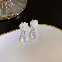 Fashion Transparent  Floral Ball Water Drop Shape Pearl Earrings main image 3