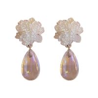 Fashion Transparent  Floral Ball Water Drop Shape Pearl Earrings main image 5