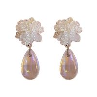 Fashion Transparent  Floral Ball Water Drop Shape Pearl Earrings sku image 1