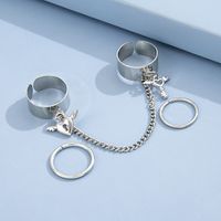 Simple Fashion Creative Silvery Key Lock Shape Chain Ring Set main image 5