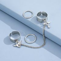 Simple Fashion Creative Silvery Key Lock Shape Chain Ring Set main image 3