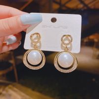 New Style Alloy Tassel Heart Shape Pearl Pendant Earrings sku image 2