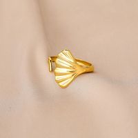 New Style Ginkgo Leaf Shape Titanium Steel Ring sku image 1