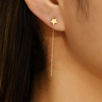 Fashion Simple Star Long Geometric Shape Women Copper Earrings main image 6