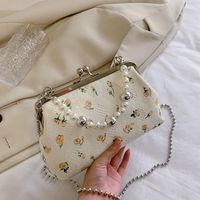 2022 New Summer Shell Sac De Mode Perle Chaîne Imprimé Petit Carré Sac De Messager main image 3