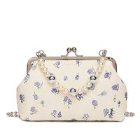 2022 New Summer Shell Bag Fashion Pearl Chain Printed Small Square Messenger Bag sku image 3