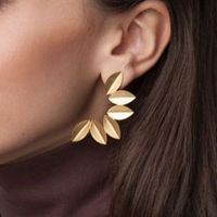 New Fashion Geometric Pattern Leaf-shaped Metal Irregular Leaf Alloy Earrings main image 6