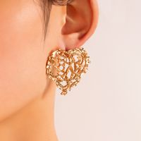 New Fashion Geometric Pattern Leaf-shaped Metal Irregular Leaf Alloy Earrings sku image 1