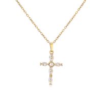 Micro Intarsien Zirkon Kreuz Anhänger Kupfer Halskette Religiöse Ornament sku image 7
