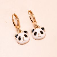 Cartoon Style Panda Alloy Enamel Drop Earrings sku image 1
