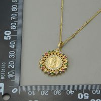 New Simple Copper Gold-plated Inlaid Color Zirconium Virgin Mary Pendant Necklace main image 4