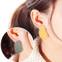 Silver Needle Asymmetric Abstract Oil Painting Retro Contrast Color Earrings main image 1