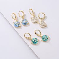Fashion Electroplated Real Gold Micro Inlaid Zircon Dripping Oil Geometric Copper Earrings main image 1