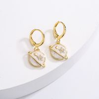 Fashion Electroplated Real Gold Micro Inlaid Zircon Dripping Oil Geometric Copper Earrings main image 2