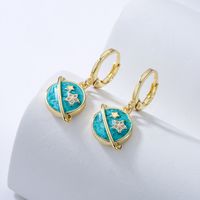 Fashion Electroplated Real Gold Micro Inlaid Zircon Dripping Oil Geometric Copper Earrings main image 4