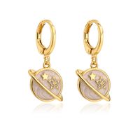 Fashion Electroplated Real Gold Micro Inlaid Zircon Dripping Oil Geometric Copper Earrings sku image 1