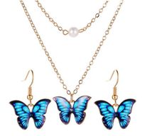 Nouveau Mode D'été Coloré Huile Papillon Pendentif Alliage Collier Boucles D'oreilles Ensemble main image 1