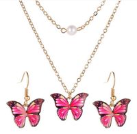 Nouveau Mode D'été Coloré Huile Papillon Pendentif Alliage Collier Boucles D'oreilles Ensemble sku image 3