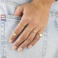 Fashion Gold Plated Geometric Butterfly Heart Ring 5-piece Set main image 1