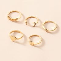 Fashion Gold Plated Geometric Butterfly Heart Ring 5-piece Set main image 2