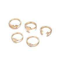 Fashion Gold Plated Geometric Butterfly Heart Ring 5-piece Set main image 4
