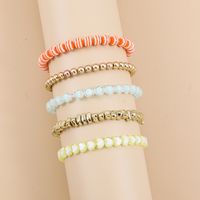 New Fashion Stripe Bead Handmade Filament Gold Heart Bracelet Set main image 3