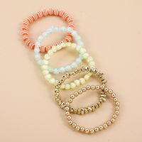 New Fashion Stripe Bead Handmade Filament Gold Heart Bracelet Set main image 2