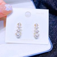 Korean Geometric Caterpillar Pearl Earrings sku image 1