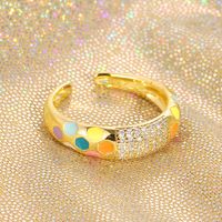 Fashion Copper Geometric Pattern Ring Electroplating Inlaid Zircon Zircon Copper Rings 1 Piece sku image 1