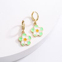 Fashion Colorful Oil-spot Glaze Flower Plating 18k Gold Copper Earrings main image 2