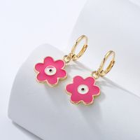 Fashion Colorful Oil-spot Glaze Flower Plating 18k Gold Copper Earrings main image 4