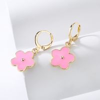 Fashion Colorful Oil-spot Glaze Flower Plating 18k Gold Copper Earrings main image 6