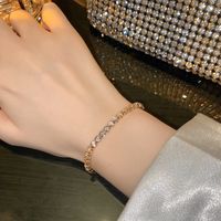 Fashion Simple Geometric Shape Shiny Full Diamond Female Copper Bracelet main image 1