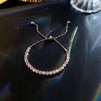 Fashion Simple Geometric Shape Shiny Full Diamond Female Copper Bracelet main image 4
