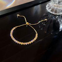Fashion Simple Geometric Shape Shiny Full Diamond Female Copper Bracelet sku image 2