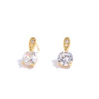 1 Pièce Mode Placage Zircon Incrusté Le Cuivre Zircon Boucles D'Oreilles main image 1