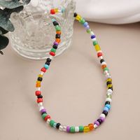 New Bohemian Style Color Beaded Single Layer Necklace Clavicle Chain main image 2