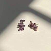 Fashion Purple Grape Ear Stud Female  Simple Zircon Alloy Earrings main image 1