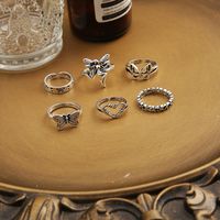 Retro Style Creative Heart Hollow Butterfly Ring Six-piece Set main image 1