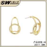 Retro C Shape Metal Earrings sku image 7
