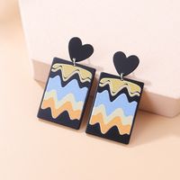 Fashion Three-dimensional Embossed Plant Flower Printing Geometric Acrylic Earrings main image 3