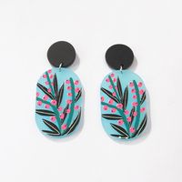 Fashion Three-dimensional Embossed Plant Flower Printing Geometric Acrylic Earrings main image 8