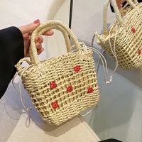 Women's Small Straw Heart Fashion Quilted Appliques Square String Shoulder Bag Handbag Crossbody Bag main image 1