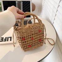 Women's Small Straw Heart Fashion Quilted Appliques Square String Shoulder Bag Handbag Crossbody Bag main image 2