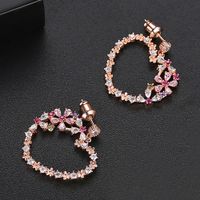 Earrings Korean Fashion Ladies Copper Inlaid Zirconium Heart Earrings sku image 3