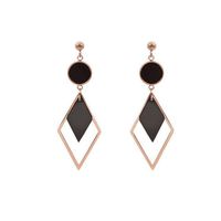 Fashion Hollow Geometry Rhombic Alloy Black Ear Drop main image 4