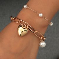 Fashion Sweet Heart Alloy Inlaid Pearls Artificial Pearls Women's Bracelets sku image 1