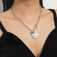 Fashion Letter Heart Round Shaped Pendant Alloy Necklace sku image 1